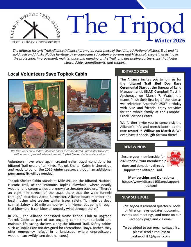 Cover of the Alliance’s Winter 2026 Tripod newsletter